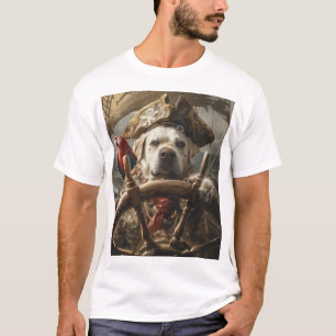Angry Hund in Piratenhut, der den T - Shirt steuer