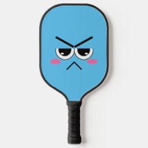 Angry Kawaii Face on Blue