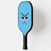 Angry Kawaii Face on Blue Pickleball Schläger (Links)