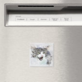 Angry Kitty | ABSTRAKT | Wasserfarbe Magnet (In Situ (Geschirrspüler))