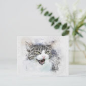 Angry Kitty | ABSTRAKT | Wasserfarbe Postkarte (Stehend Vorderseite)