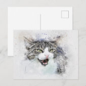 Angry Kitty | ABSTRAKT | Wasserfarbe Postkarte (Vorne/Hinten)
