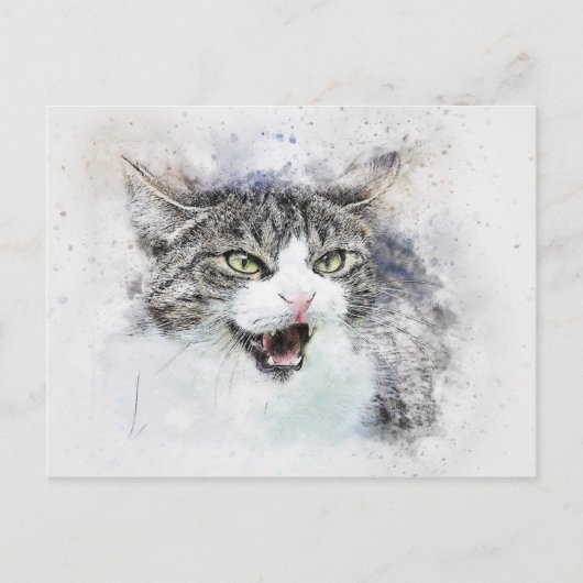 Angry Kitty | ABSTRAKT | Wasserfarbe Postkarte (Vorderseite)