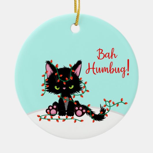 Angry Kitty hackte sich in Lights Keramik Ornament (Vorne)