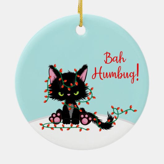 Angry Kitty hackte sich in Lights Keramik Ornament (Hinten)