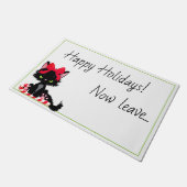 Angry Kitty mit Bow glücklichen Ferien jetzt Verla Fußmatte (Schrägansicht)