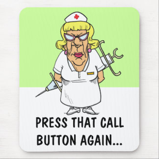 Angry Krankenschwester müde von Patient drücken An Mousepad
