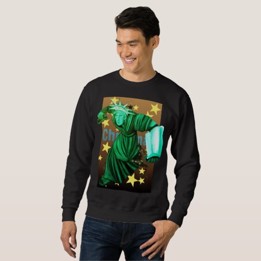 Angry Lady Liberty Gets Up To Fight For Christmas Sweatshirt (Vorne ganz)