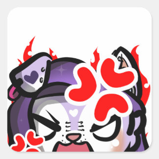Angry Lila Furry Girl Chibi Anime Emote Quadratischer Aufkleber