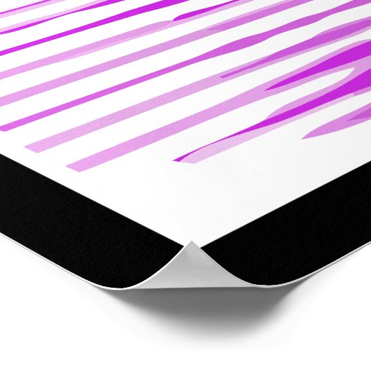 Angry Lila Tiger Horizontal Lines Poster (Ecke)
