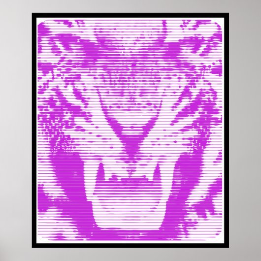 Angry Lila Tiger Horizontal Lines Poster (Vorne)