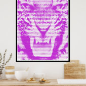 Angry Lila Tiger Horizontal Lines Poster (Küche)
