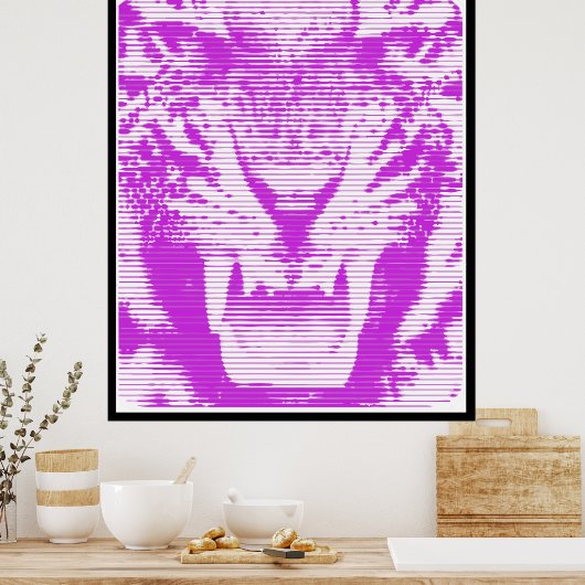 Angry Lila Tiger Horizontal Lines Poster (Küche)