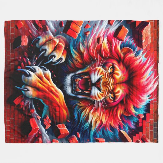 Angry Lion Fleecedecke (Vorderseite (Horizontal))