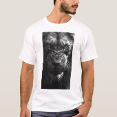 Angry Lion Front View Fotorealistischer Schwarzer  T-Shirt (Vorderseite)
