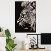 Angry Male Lion Poster (Heimbüro)