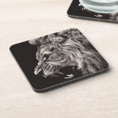 Angry Male Lion Untersetzer (Linke Seite)