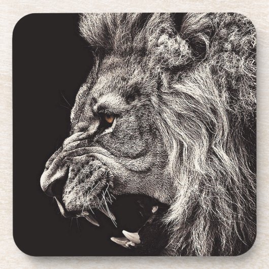Angry Male Lion Untersetzer (Vorderseite)