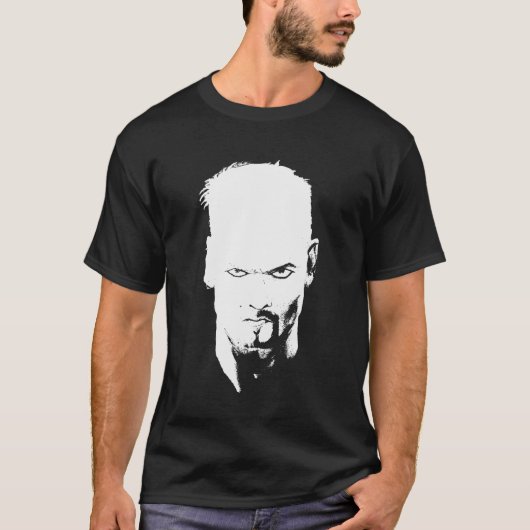 Angry Man Staring Black and White T-Shirt (Vorderseite)