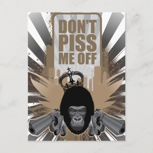 Angry Monkey mit Gun Postkarte (Vorderseite)