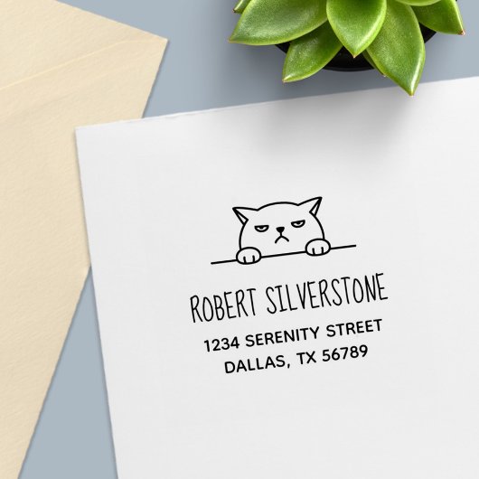 Angry Moody Cat Peeking oben Adresse Permastempel