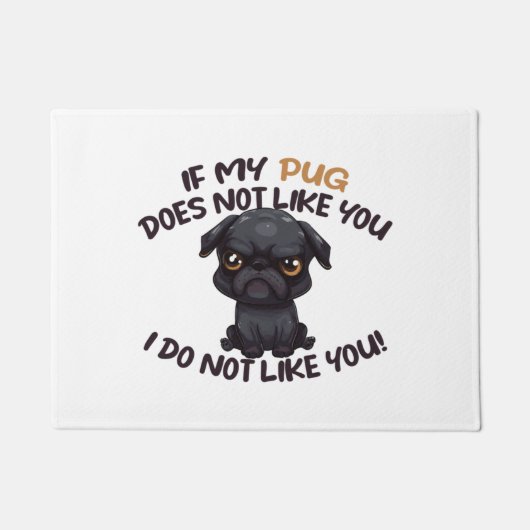 Angry Mops (schwarz) - Einzigartiges Design Fußmatte (Vorderseite)