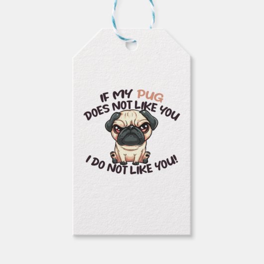 Angry Mops (Tan) - Einzigartiges Design Geschenkanhänger (Vorderseite)