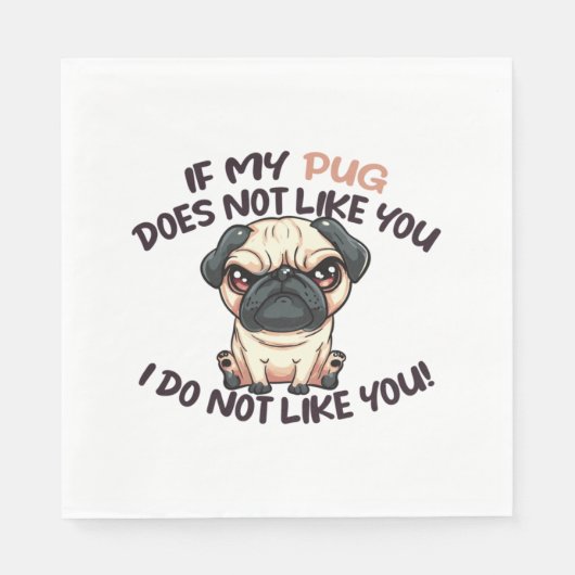 Angry Mops (Tan) - Einzigartiges Design Serviette (Vorderseite)