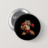 Angry Muay Thai und Thai Boxing Tiger Button (Vorne & Hinten)