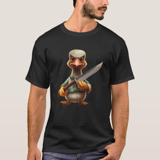 Angry Murderous Duck Holding Knife T-Shirt (Vorderseite)