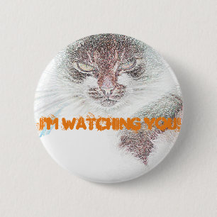 Angry Niedlich Cate Face Sketch Button