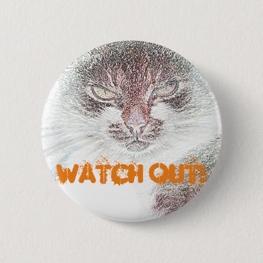 Angry Niedlich Cate Face Sketch Button (Vorderseite)