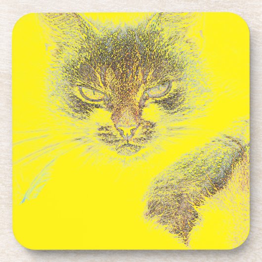 Angry Niedlich Cate Face Sketch Getränkeuntersetzer (Vorderseite)