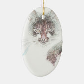 Angry Niedlich Cate Face Sketch Keramik Ornament (Rechts)