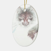 Angry Niedlich Cate Face Sketch Keramik Ornament (Links)