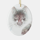 Angry Niedlich Cate Face Sketch Keramik Ornament (Rechts)