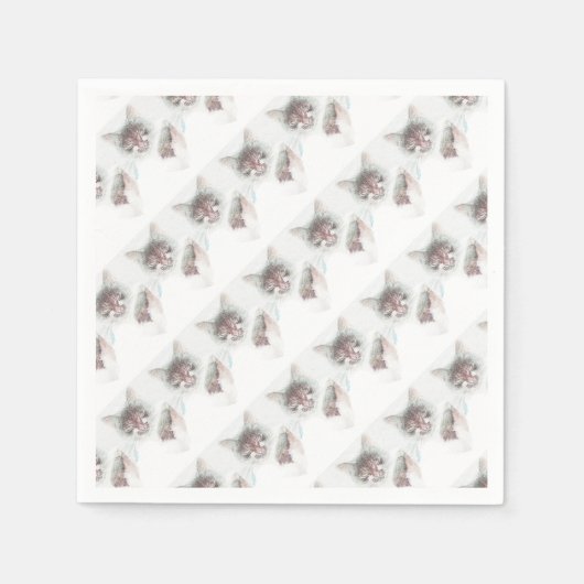 Angry Niedlich Cate Face Sketch Serviette (Vorderseite)