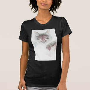 Angry Niedlich Cate Face Sketch T-Shirt