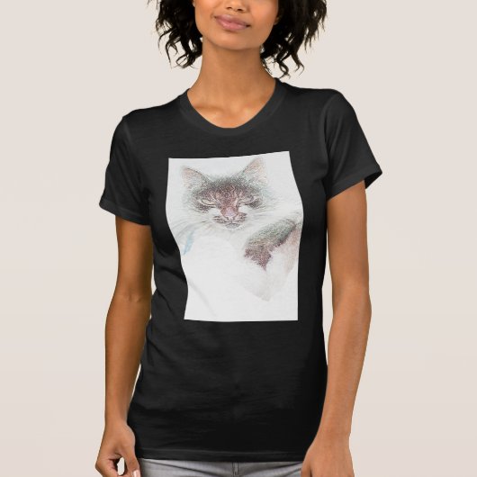 Angry Niedlich Cate Face Sketch T-Shirt (Vorderseite)