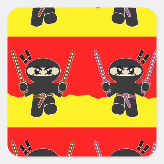 Angry Ninjas Quadratischer Aufkleber (Vorderseite)