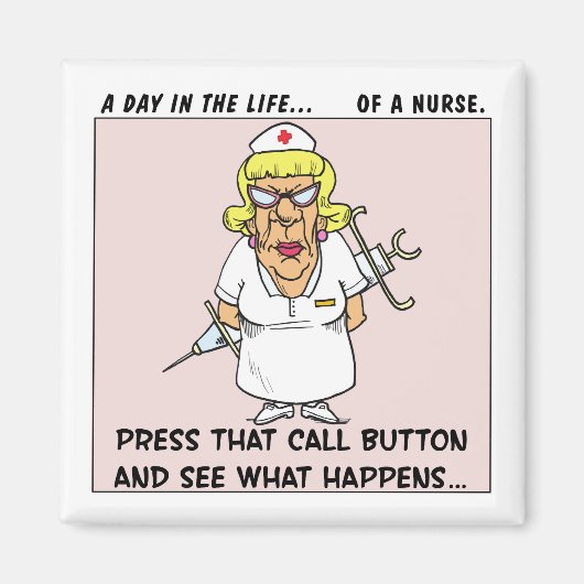 Angry Nurse bedroht Patienten mit großer Nadel Magnet (Vorne)