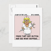 Angry Nurse bedroht Patienten mit großer Nadel Postkarte (Vorne/Hinten)