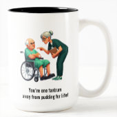 Angry Nurse Dealing With Stubborn Elderly Patient Zweifarbige Tasse
