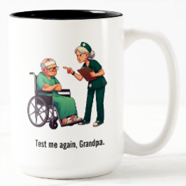 Angry Nurse Dealing With Stubborn Elderly Patient Zweifarbige Tasse