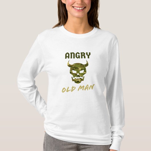Angry Old Man Camouflage Skull Mens T-Shirt (Vorderseite)