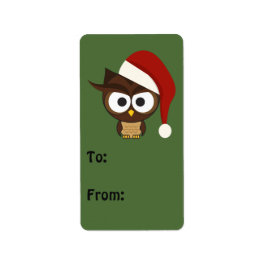 Angry Owl mit Weihnachtsmannmütze Adressaufkleber