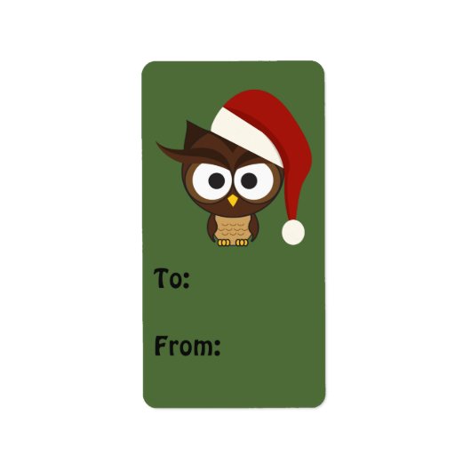 Angry Owl mit Weihnachtsmannmütze Adressaufkleber (Vorne)