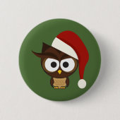 Angry Owl mit Weihnachtsmannmütze Button (Vorderseite)