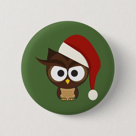 Angry Owl mit Weihnachtsmannmütze Button (Vorderseite)