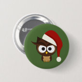 Angry Owl mit Weihnachtsmannmütze Button (Vorne & Hinten)
